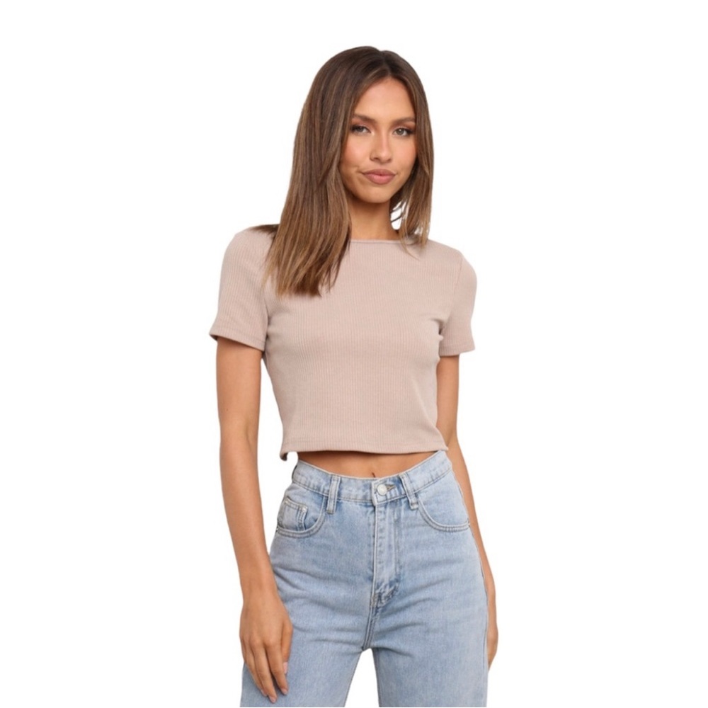 PETAL & PUP TALLEY TOP - BEIGE CROP TOP SIZE / 4